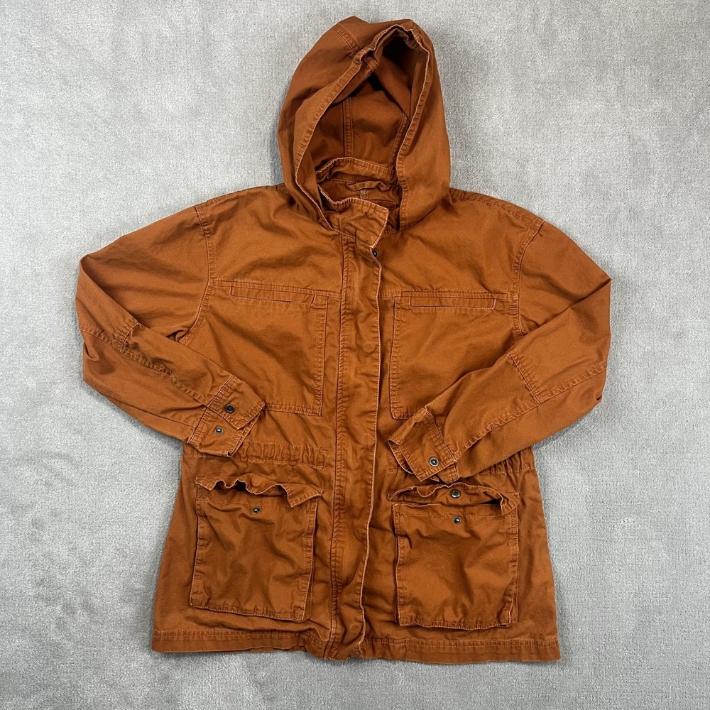 Universal Thread Large Rust Utility Jacket Hooded Cotton Canvas Field Coat Boho